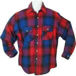 Vintage 80s Field & Stream Plaid Shacket Flannel Over-Shirt Chore Jacket Men-L